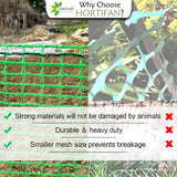 Hortifan Garden Fence Temporary Fence, 4'x100' with 50 Zip Ties, Plastic Fencing Safety Fence Snow Fence, Construction Fencing for Yard, Deer, Pet, Rabbits, Chicken, Dogs, Animal Barrier, Green HORTIFAN