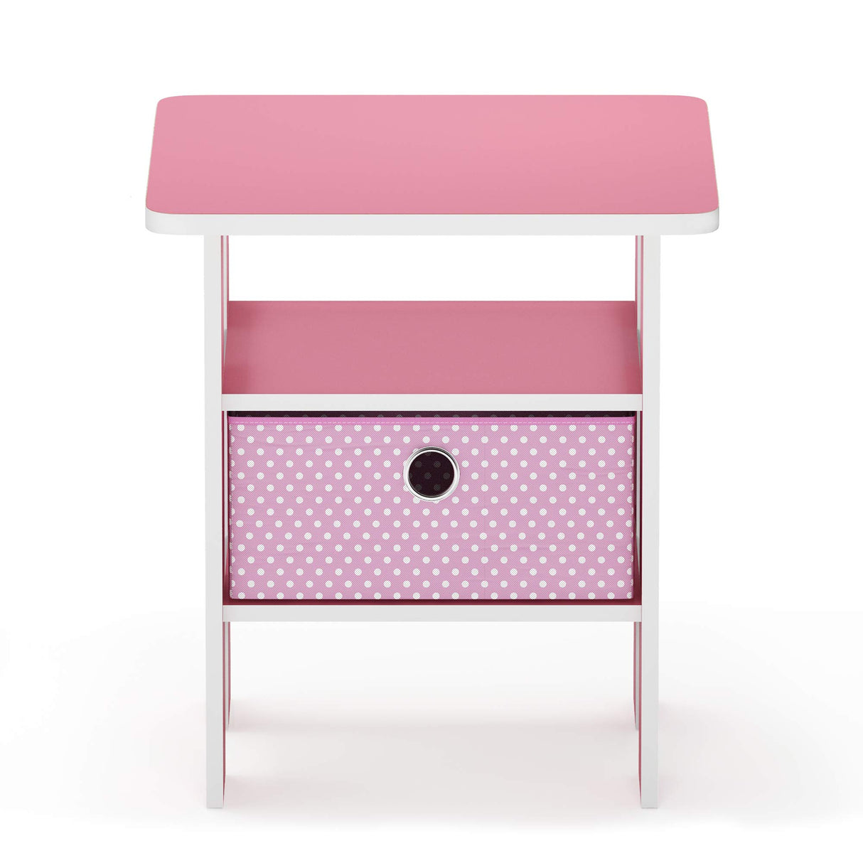 Furinno Andrey End Table / Side Table / Night Stand / Bedside Table with Bin Drawer, Pink/Light Pink Furinno