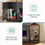 Bestier 70" Fireplace TV Stand for 80" TV with Storage Cabinet, Modern PS5 Entertainment Center with 36" Electric Fireplace, Open Storage Shelve for Living Room Black Marble Bestier