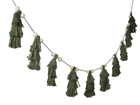 Rodudu Boho Pastel Christmas Tree Tassels Garland, Christmas Banner Decor with Wood Beads for Holiday Cottage Mantel, Kids Bedroom, Nursery, Baby Shower, Hot Cocoa Bar, Woodland and Playroom Decors Rodudu