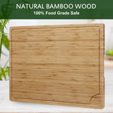 24 x 18 Bamboo Cutting Board, Large Kitchen Chopping Board for Meat, Butcher Block Cutting Board, Carving Board with Handle and Juice Groove for GAOMON