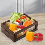 Dicunoy Set of 2 Rustic Nesting Boxes, Wooden Organizer Crates Basket, Small Decorative Wood Wire Containers with Handle for Countertop, Fruit, Veggies, Kitchen, Bathroom, Pantry Storage, Gift Basket Dicunoy