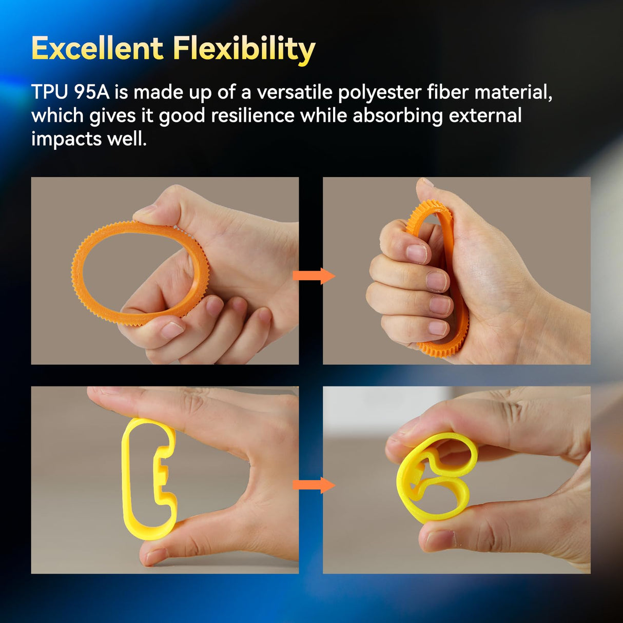 JUSTMAKER TPU 95A 3D Printer Filament, Suitable Resilience, Upgrade Cardboard Spool, 1kg, Dimensional Accuracy +/-0.05mm, 1.75mm, Black JUSTMAKER