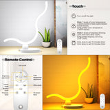 Transformable Circular Led Table lamp for Bedroom with Remote Control, Small Modern Adjustable Touch Bedside Lamp for Living Room, Dimmable Bright Nightstand End Table Light for Home Tabletop Desk EPABINA