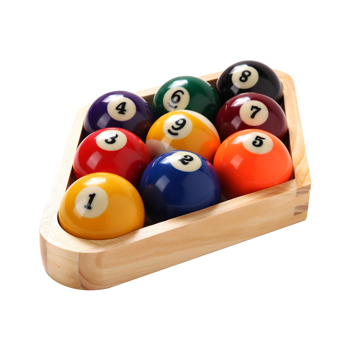 Billiard Balls Set, Pool Table Triangle Ball Rack and 9-Ball Diamond Rack (Wood), 5 Cue Chalks and 2 Table Spot Stickers - Pool Table Accessories BETTERLINE
