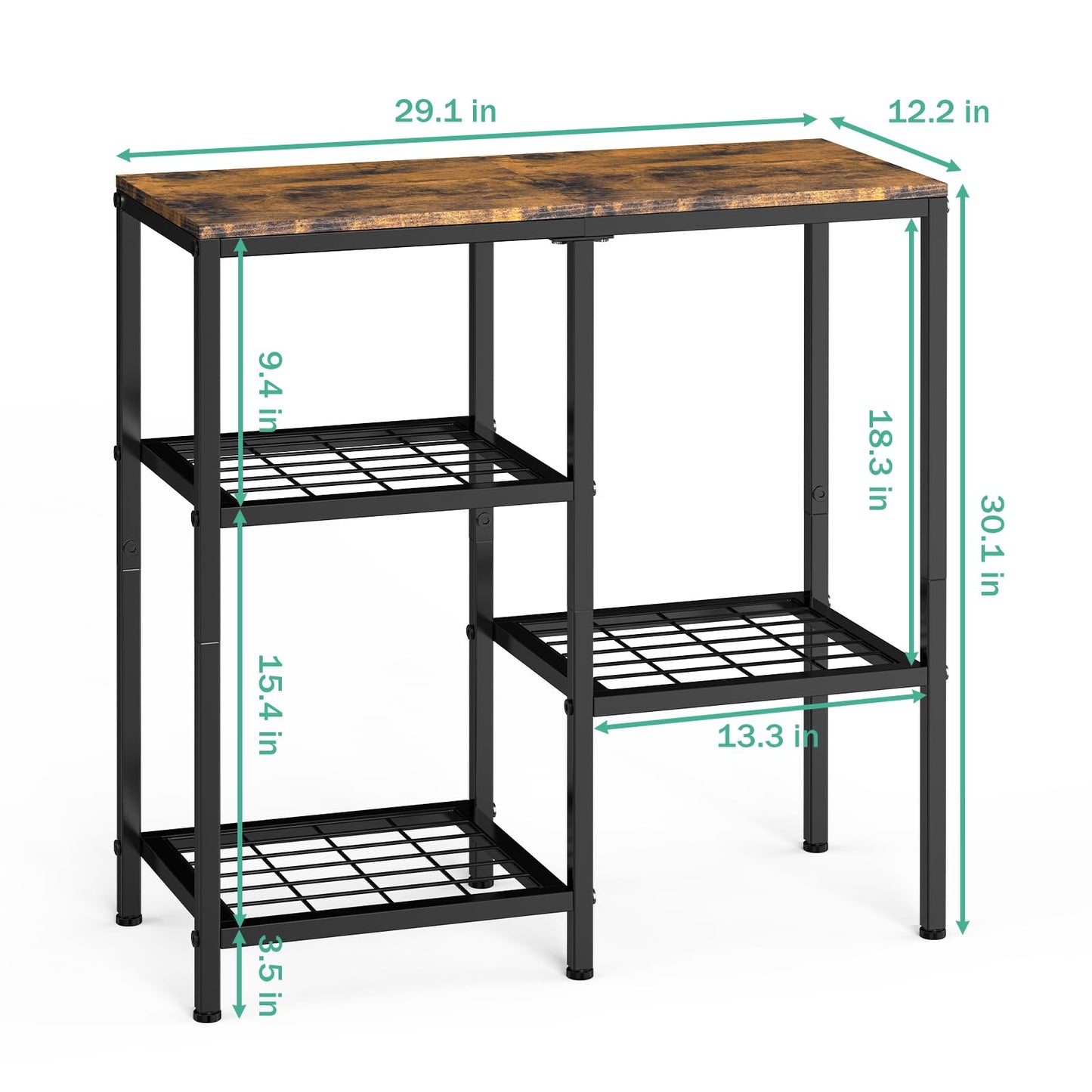 YBING 20 Gallon Fish Tank Stand with Shelf Aquarium Stand Reptile Tank Stand with 3-Tier Small Mesh Shelves 29" L x12 W x 30" H Brown - WoodArtSupply