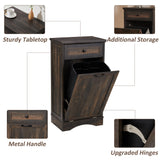 AHB 13 Gallons Tilt Out Trash Cabinet Free Standing Kitchen Trash Cabinet Recycling Garbage Cabinet with Hideaway Drawer Pet Proof Trash Can Holder for Kitchen Living Room, Rustic Brown AHB