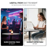 SFIHOME 31.5 Inch Round Pub Table Cocktail Table for Dining Room Kitchen Patio Bar, 27.5"- 36" Height-Adjustable, Bar Height Pub Table High Top Table with Metal Pole and Base, Silver SFIHOME