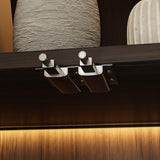 FAMAPY Display Cabinet with Glass Doors & Lights, Display Case with 3-Tier Shelves & 3 Drawers, for Curio Trophy Living Room Home Office, Brown, 15.7”D x 31.5”W x 78.7”H FAMAPY