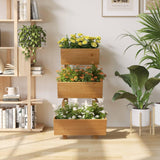 Dawnyard 3-Tiers Wooden Raised Garden Bed Tiered Planter Box Vertical Garden Planter Wood Plant Stand for Patio, Balcony, Freestanding. (Brown S) Dawnyard