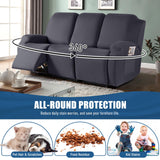 TAOCOCO Recliner Sofa Slipcover, 3 Pieces Polyester Fabric Stretch Sofa Covers for 3 Seat Reclining Couch, Soft Washable Furniture Protector with Pockets (3 Seat, Dark Gray) TAOCOCO