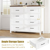 Jocoevol Farmhouse Dresser 8 Drawer Dresser for Bedroom, Large Wooden Dressers Double Grey Dresser with Deep Drawers Dressers for Hallway, Entryway (White and Brown) Jocoevol