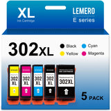 LEMERO Remanufactured Ink Cartridge Replacement for Epson 302 XL 302XL T302XL for XP-6100 XP6100 XP6000 XP-6000 Printer (Black, Photo Black, Cyan, Magenta, Yellow, 5 Pack) LEMERO