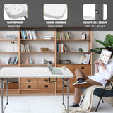 Byliable Folding Table 4 Foot Portable Heavy Duty Plastic Fold-in-Half Utility Table Small Indoor Outdoor Adjustable Height Folding Table with Carrying Handle, Camping and Party,White Byliable