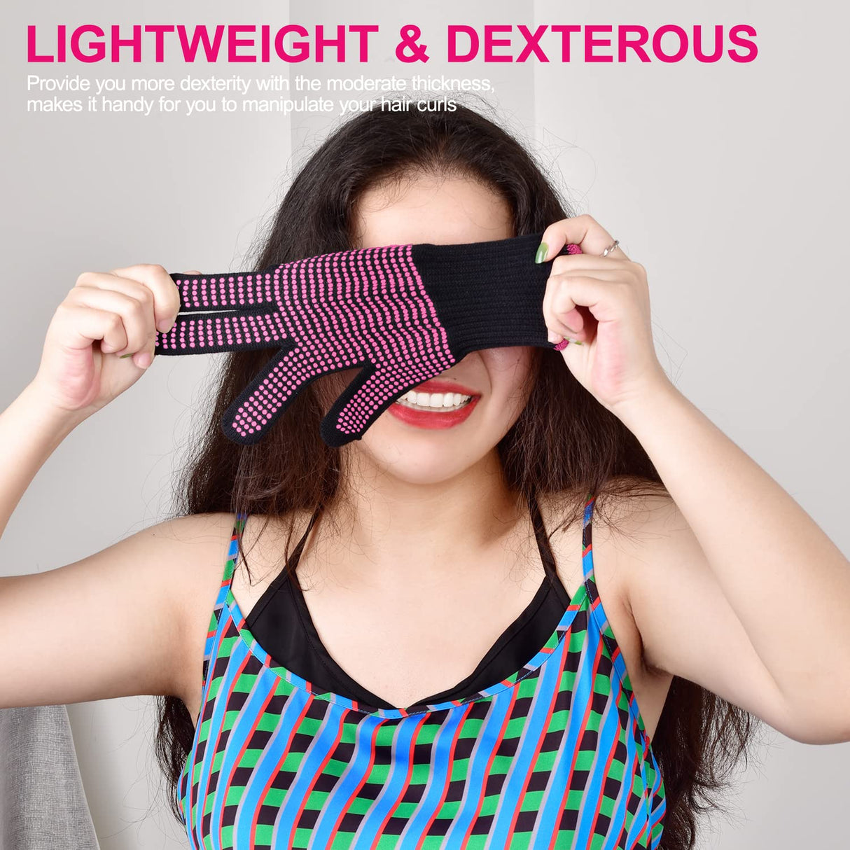 Sopito 2Pcs Heat Resistant Gloves with Silicone Bumps, Professional Heat Gloves for Hair Styling, Heat Proof Glove Mitts Heat Protection Gloves for Curling Iron Wand Flat Iron Sublimation, Rose Red Sopito