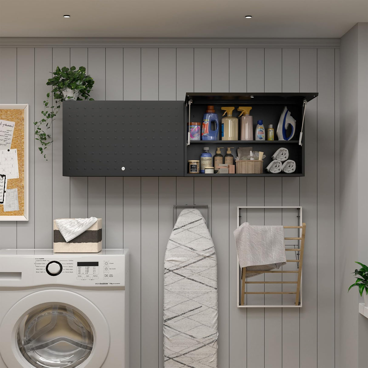 MetalMax Metal Wall Storage Cabinet with Adjustable Shelf Wall Mount Garage Cabinet Flip Up Cabinet Steel Metal Cabinet Trailer Cabinets Work Shop Wall Cabinet Lockable Tool Cabinet Assembly Required MetalMax