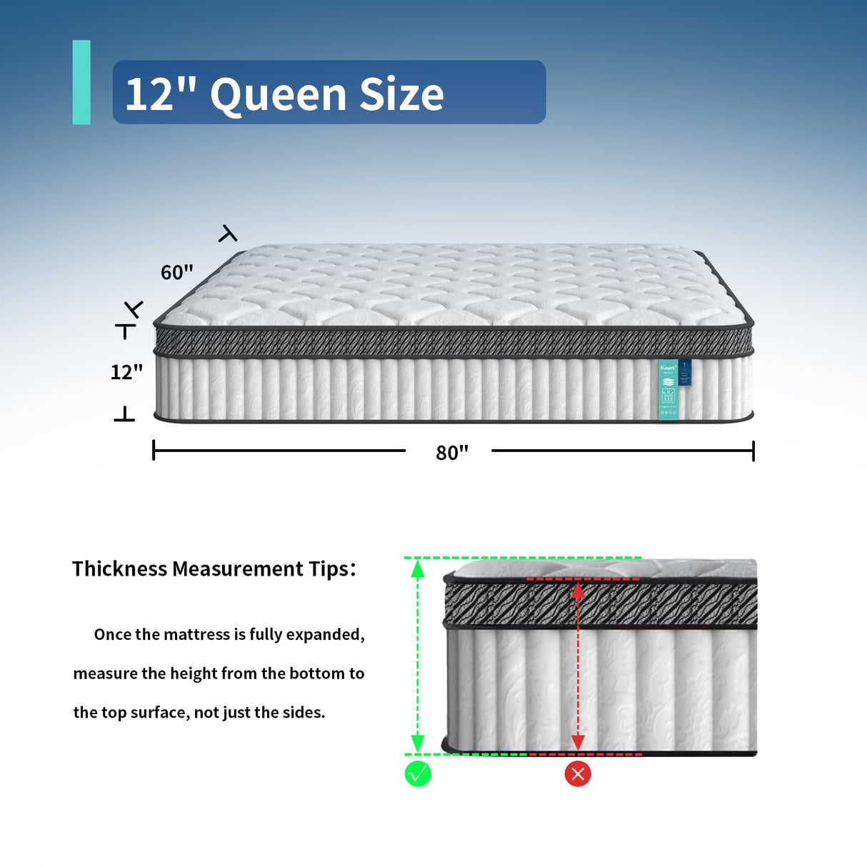 Ninare Memory Foam and Spring Mixed Mattress, Medium Hardness, Sports Isolation, Edge Support, Soft Touch, Cool and Comfortable, Breathable Mattress (12 inch Queen Medium Firm) Ninare