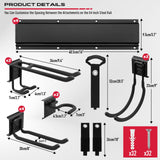 64" Heavy Duty Garage Storage Tool Organizer Wall Mount - Tool Rack with Adjustable Hooks, Anti-Rust, 300lbs Capacity - Easy Installation (4 Racks, 10 Hooks, 3 Straps) SEDY