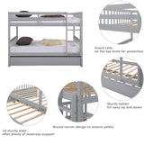 WIILAYOK Full Over Full Bunk Bed with Trundle, Convertible to 2 Full Size Platform Bed, Full Size Bunk Bed with Ladder and Safety Rails for Teens, Adults, Grey WIILAYOK