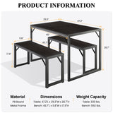 SHA CERLIN Kitchen Dining Table Set for 4 with Benches, Rustic Small Space Saving Dinette, Heavy Duty Metal Frame SHA CERLIN