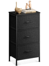 Casaottima Dresser for Bedroom Nightstand, Small Fabric Dresser Chests of Drawers, Closet Organizers and Storage with 3 Drawers, Black Casaottima