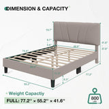 Novilla Full Size Bed Frame with Adjustable Headboard Platform Full Bed Frame with Linen Fabric Upholstered Headboard, No Box Spring Needed, Noise-Free, Wooden Slats Support, Easy Assembly, Beige Novilla