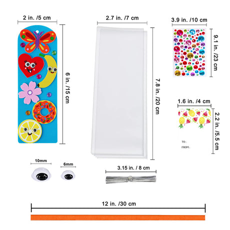 Winlyn 36 Sets Cute Crafts Kits DIY Colorful Whimsical Bookmarks Decorations Art Sets Fruits Sweet Treats Animals Sun Rainbow Foam Stickers for Kids Classroom Activities Reading Rewards Party Favors Winlyn