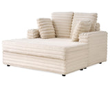 VanAcc 53 Inch Chaise Lounge Indoor, Upholstered Sofa Bed with Throw Pillows and Armrests, Sleeper Chair- Plush Chair Bed for Living Room, Off-White VanAcc