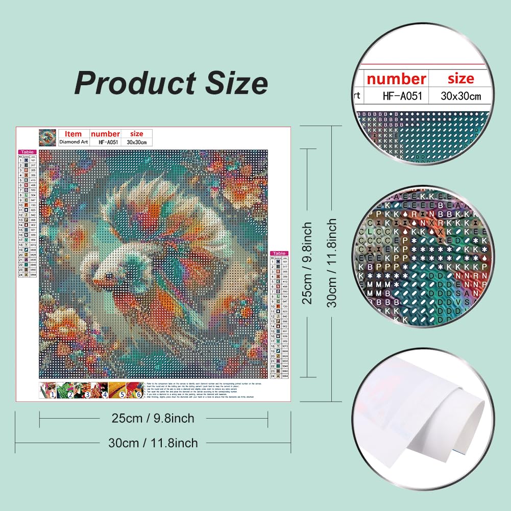 hill froeistung 5D Colorful Fish Diamond Art Painting Kits for Adults,Goldfish Diamond Art for Beginners, DIY Full Drill Animals Flower Diamond Art Painting(12X12 inch) hill froeistung
