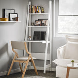 Haotian SoBuy Ladder Shelf Desk, Bookcase, Book Shelf, Leaning Desk with Shelves, Wall Shelf, White FRG60-W SoBuy