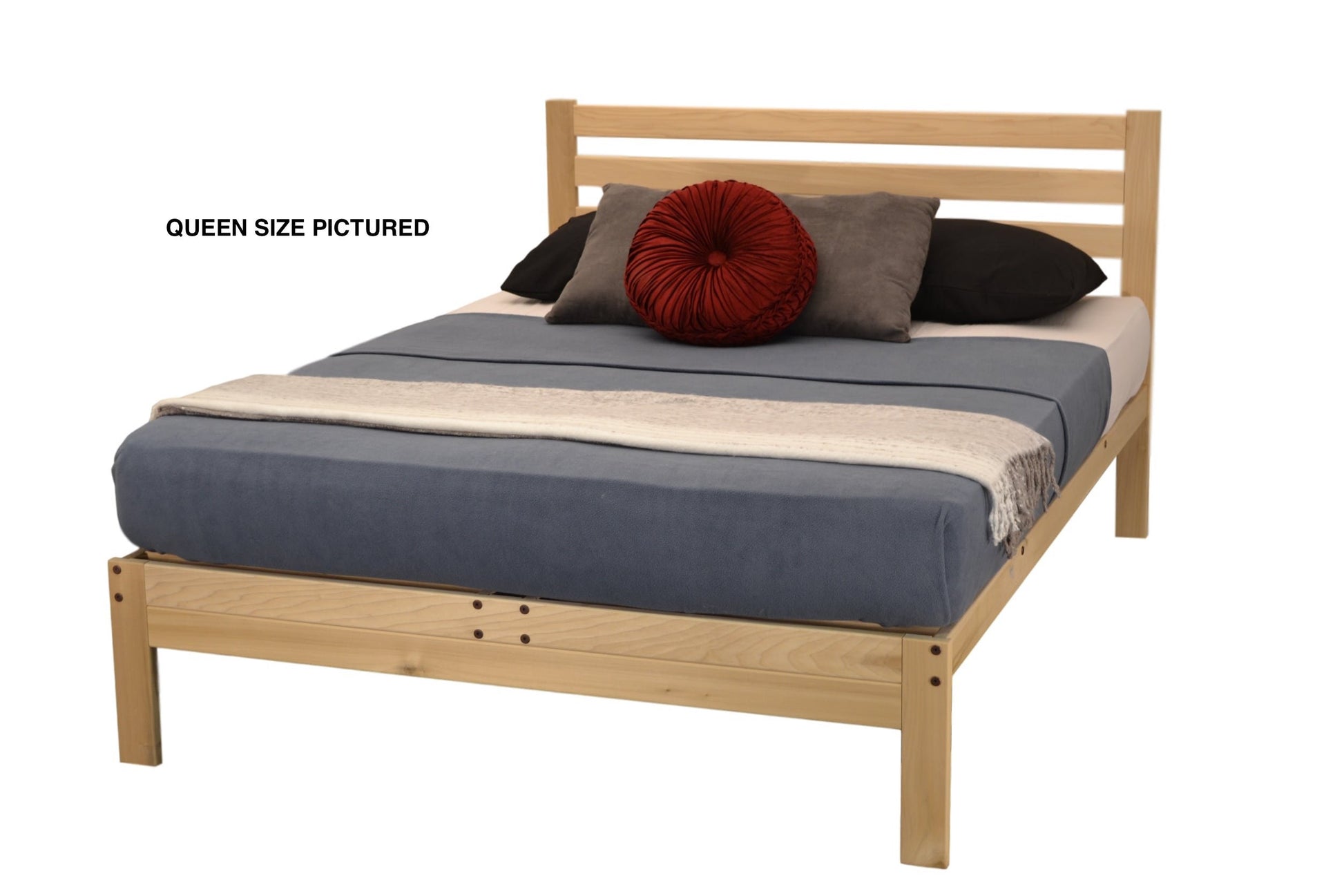 Lexington Natural Wood Platform Bed - Full Size, Minimalist Design with Slatted Headboard - WoodArtSupply