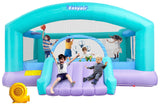 Easyair Large Bounce House for Big Kids, 14.8 x 14.5 FT Inflatable Bouncer Jumper Slide with 650W Blower, Basketball Hoop, Throw Ball Game, Ball Pits (Green, 177" L x 174" W x 94" H) Easyair