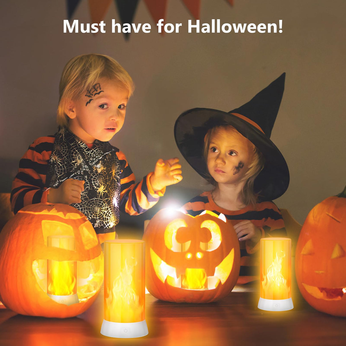 DI MORE 2PCS LED Flame Light, USB Rechargeable Flame Lamp with Remote & Timer, Waterproof Dimmable Flameless Candles Light for Home Party Garden Camping Halloween Christmas Decoration DI MORE