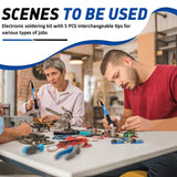 Soldering Iron Kit Soldering Kit With Temperature Adjustable Electric Soldering Gun,60w 110v Soldering Iron With Ceramic Heater,5pcs Different Soldering Tips Soldering Iron Stand (Blue) Vanwoke