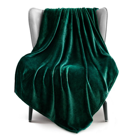Exclusivo Mezcla Extra Large Fleece Throw Blanket for Couch, Sofa, 300GSM Super Soft and Warm Blankets, Forest Green Throw All Season Use, Cozy, Plush, Lightweight, 50x70 Inches Exclusivo Mezcla