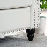 LEVNARY Chesterfield Sofa, Classic Tufted Upholstered Leather Couch, Modern 3 Seater Couch Furniture with Tufted Back for Living Room Office (Cream White) LEVNARY