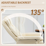 HOMCOM Swivel Recliner with Ottoman, PU Leather Reclining Chair with Ottoman, Upholstered Recliner and Footrest with Wrapped Base for Living Room, Bedroom and Home Office, Cream White HOMCOM