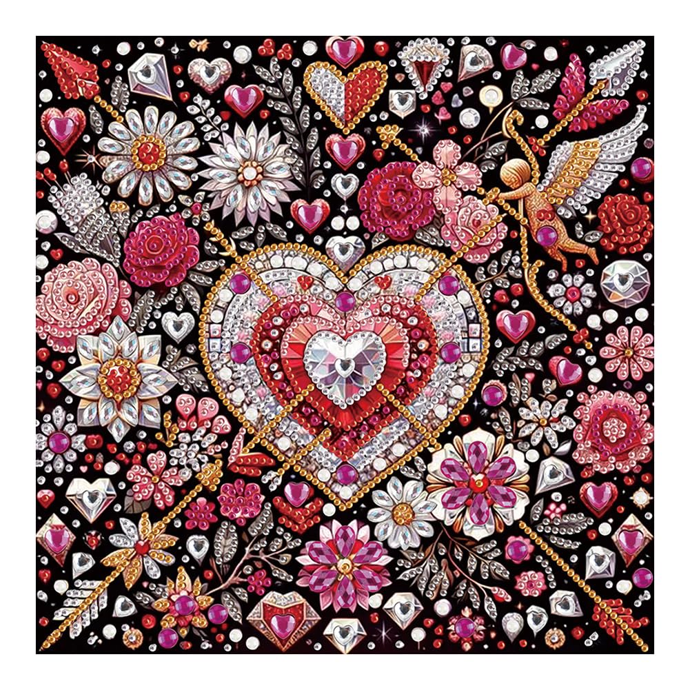 hill froeistung Special Shape Valentine's Day Diamond Art Painting Kits for Adults,Love Diamond Painting Kits for Beginners,Flowers Diamond Art Kits for Home Decor12×12inch/30×30cm hill froeistung
