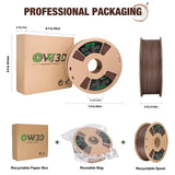 OVVNYXE OVV3D Wood PLA Filament 1.75mm, Black Walnut Wood 3D Printer Filament, Wood Add More Than 30% Real Wood Fiber, Matte and Frosted 1.75 Wood Printing 1kg OVVNYXE