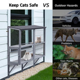 beeNbkks Cat Catio, 2 Tiers Window Box Enclosure for Multiple Indoor Cats, Expandable Wooden Cat Window Perch House, Secure Comfortable Outdoor Haven for Cats, All Weather Use, Nature Friendly Design beeNbkks