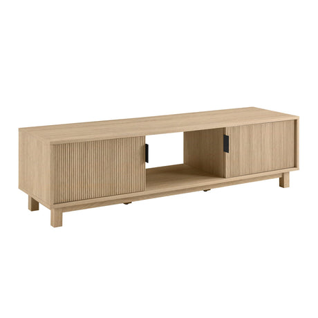 Walker Edison Walton Modern Fluted-Door Low Stand for TVs up to 65 Inches, 58 Inch, Coastal Oak Walker Edison