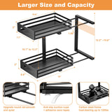 mixeshop Under Sink Organizer, Pull Out Cabinet Organizers, Slide Sink Steel Shelf Cabinet Storage Shelves, Under Sink Storage for Kitchen Bathroom Cabinet (Black, 2 Pack) mixeshop