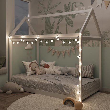 Merax Wood House Bed,Floor Bed with Wood Slats,No Box Spring Needed,Twin Size, White Merax