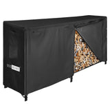 VIVOHOME 8ft Heavy Duty Indoor Outdoor Firewood Storage Log Rack with Cover Combo Set Black VIVOHOME