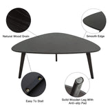 Oval Coffee Table Mid Century Modern Small Wood Coffee Tables Chic Triangle Design for Home Office Farmhouse Furniture Easy Assembly,Black Walnut 38.5" PHOENANCEE