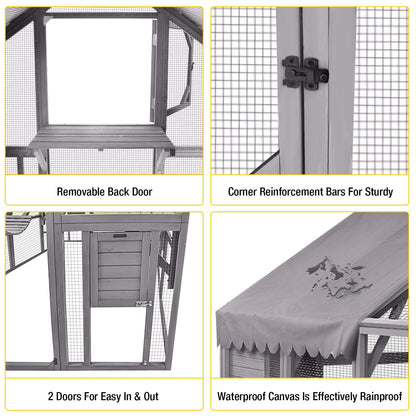 Aivituvin Catio Outdoor Cat Enclosure Large for Multiple Cats Wooden Cat House Outside Cat Condon Cat Run Weatherproof