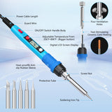 Soldering Iron Kit, 80W 110V LCD Digital Solder Iron Pen with Ceramic Heater, Portable Welding Tools with 5pcs Tips, Stand, Solders Wire, Sponge, Paste, for Metal,Electric Repairs, DIY Q-MING