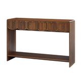 Console Table with Drawers, Mid-Century 43 Inches Narrow Entryway Table with Open Storage Shelves, Hallway Accent Table Behind Couch Table for Living Room - Walnut ORRD