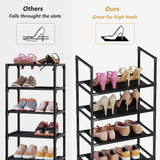 WOKKOW Narrow Tall Shoe Rack Organizer for Closet Entryway 10 Tier Vertical Shoe Storage Shelf Holds 20-25 Pairs with Hooks WOKKOW
