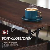 WLIVE Lift Top Coffee Table for Living Room, Coffee Table with Storage, Hidden Compartment and Metal Frame, Central Table with 4 Casters for Reception Room, Espresso WLIVE